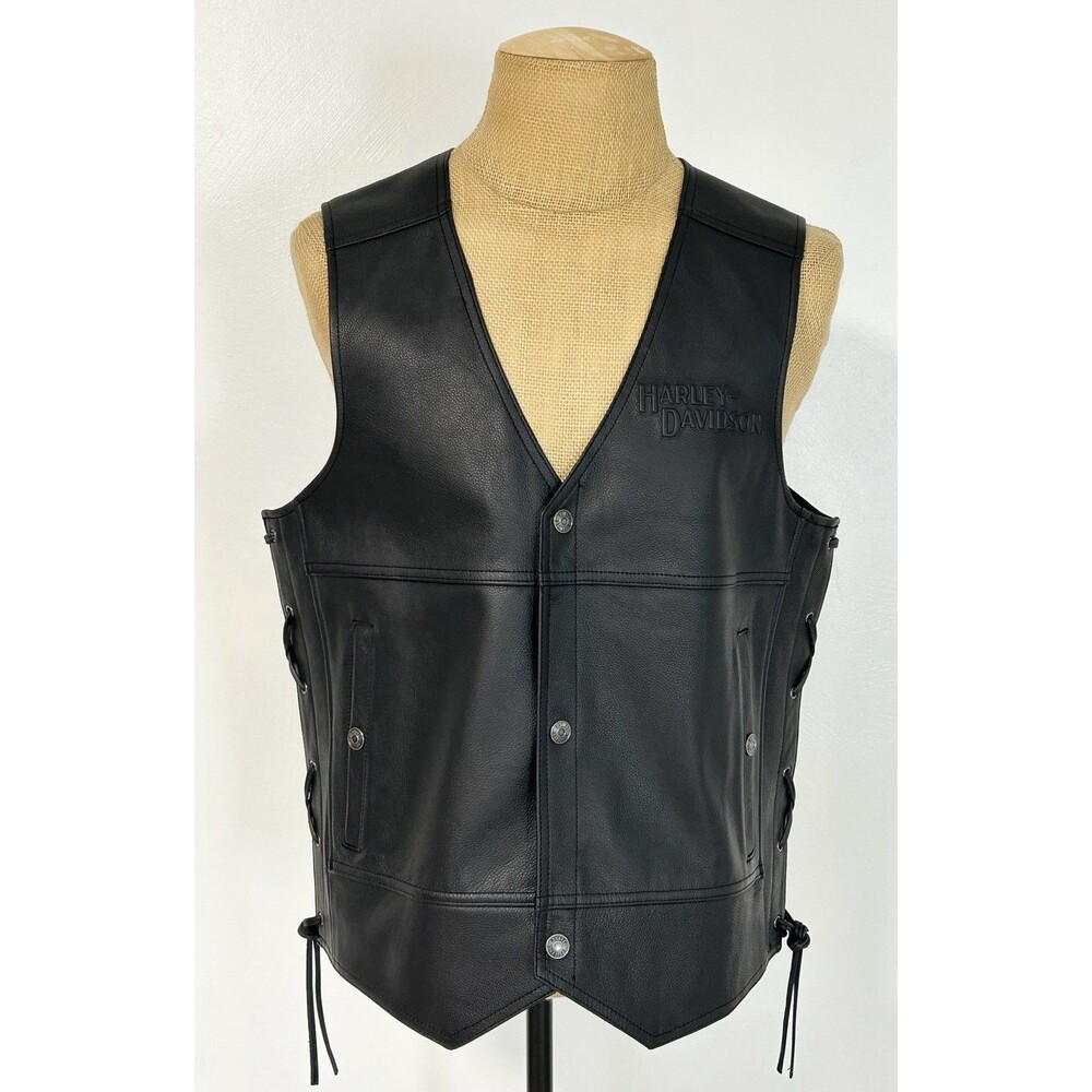 NEW GENUINE HARLEY DAVIDSON Tradition II Leather Vest 98024-18VM Large Men's